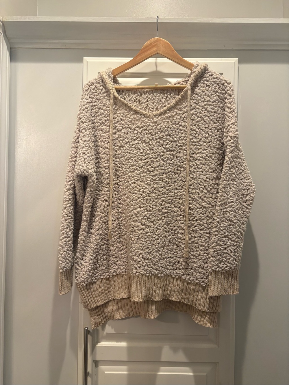 Miracle Cream Bouclé Hooded Sweater